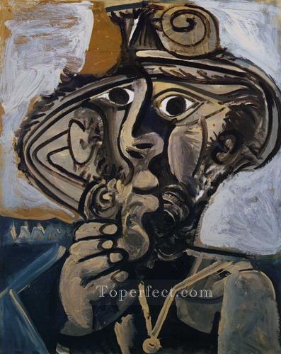 Homme a la pipe pour Jacqueline 1971 Cubism Oil Paintings